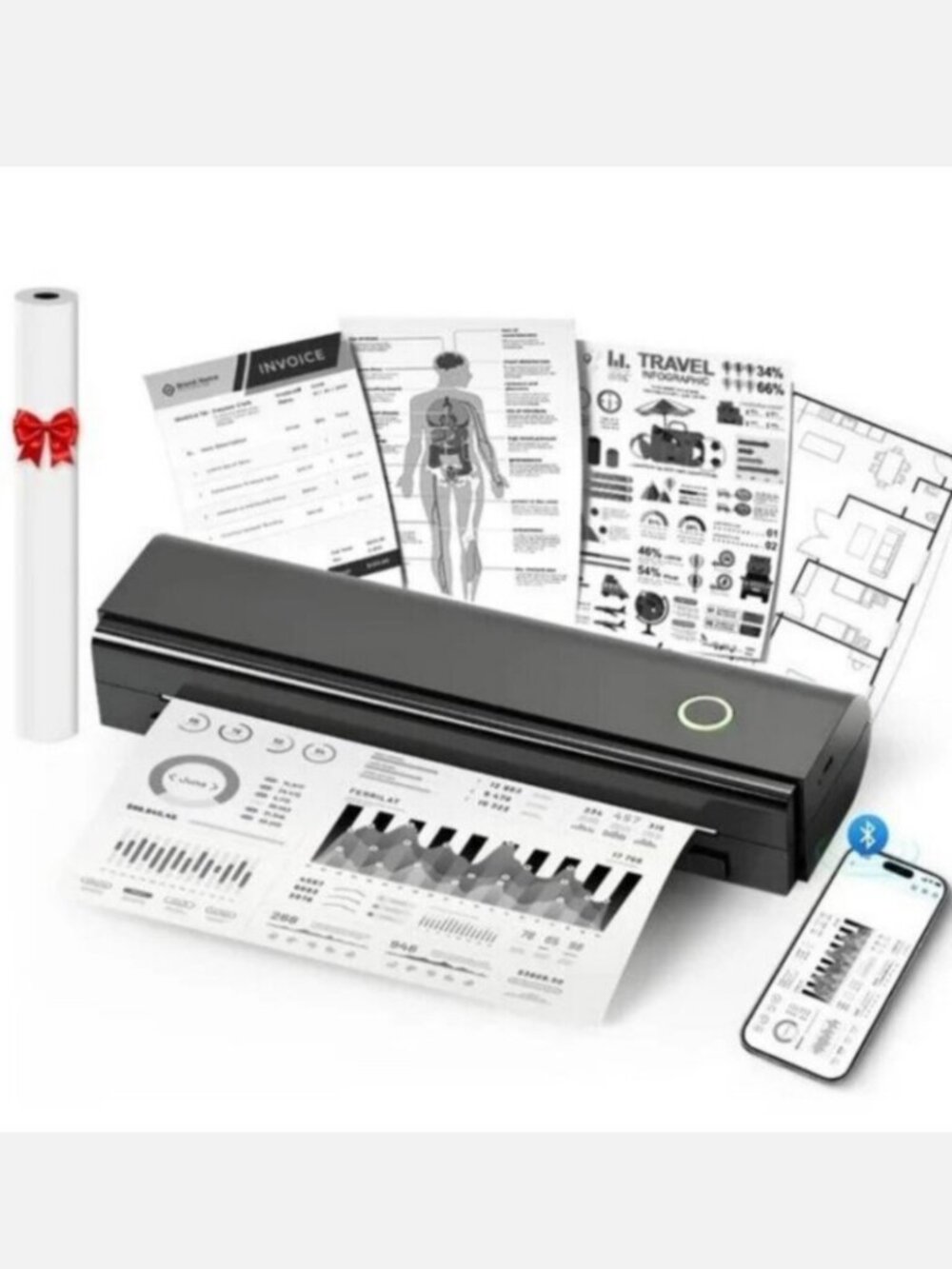 Portable Printer. Wireless, Bluetooth Printer, Travel, No Ink Needed